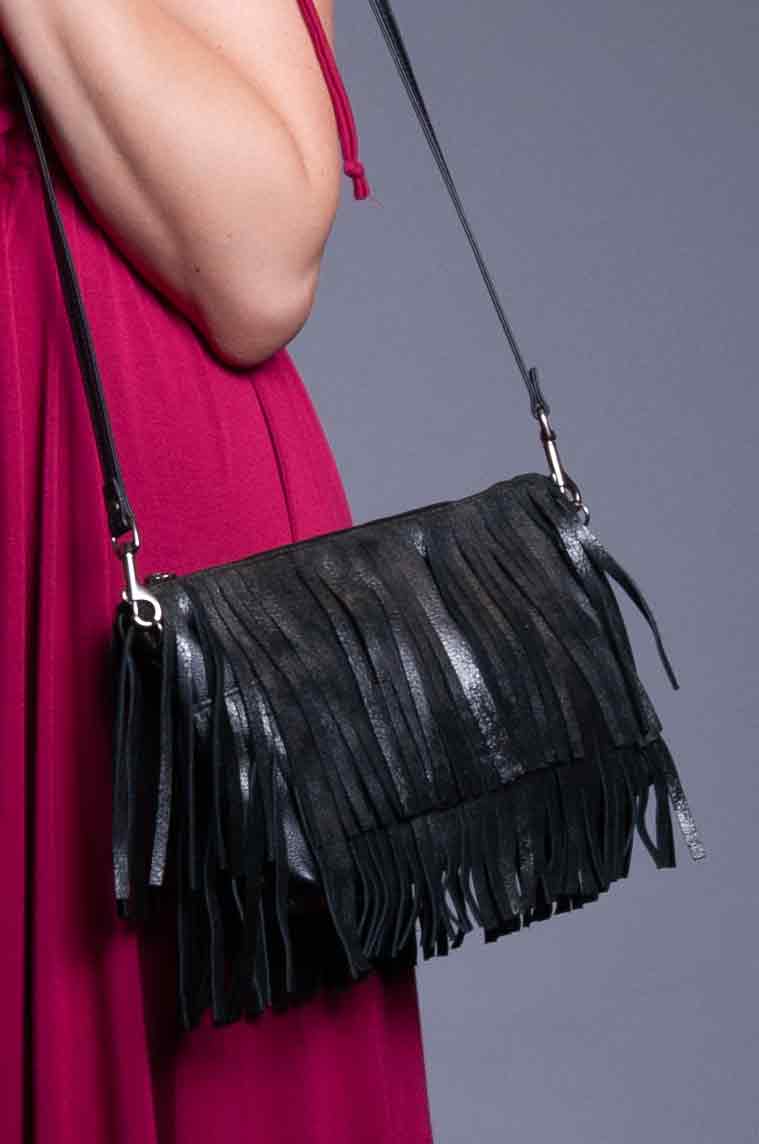 Fringe Bag Metallic Black
