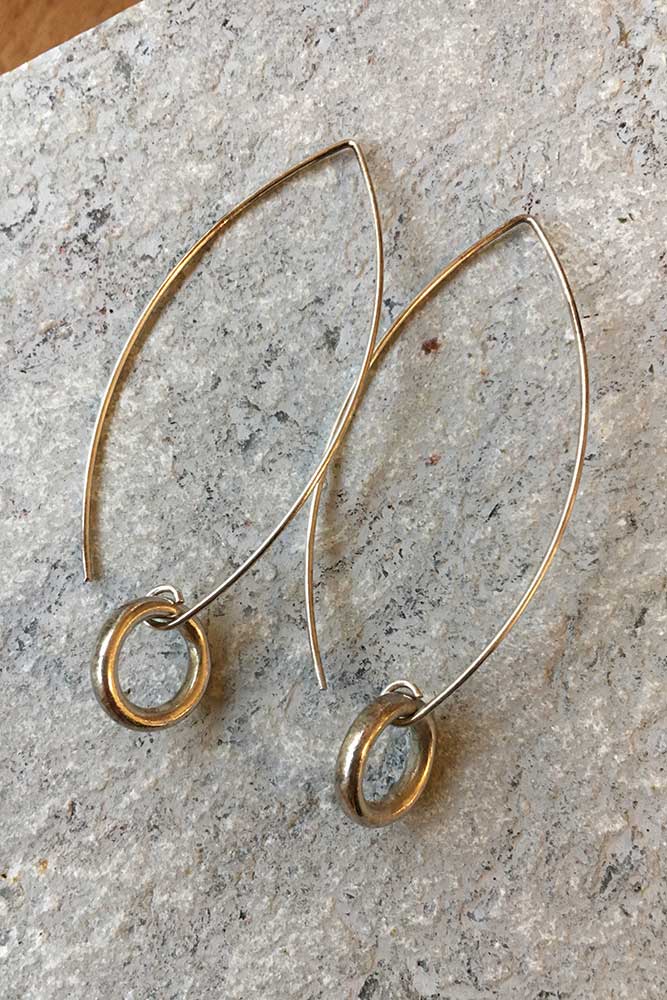 Wheel Drop Earring - Smooth Silver with Long Ear wire