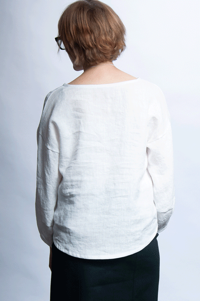 Super Sleeve Linen Top - White