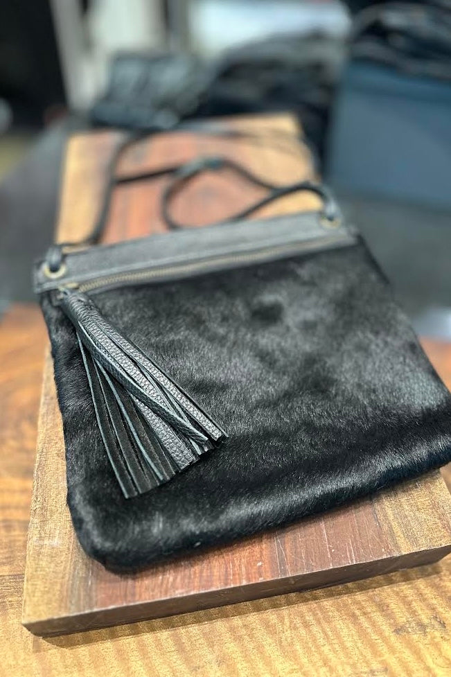 Fur Tassel Bag - Black