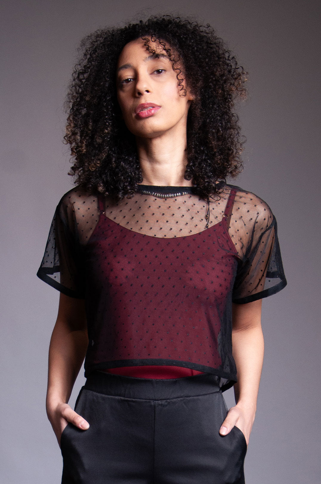 Censored Top - Black Swiss Dot Mesh – Garnish Apparel