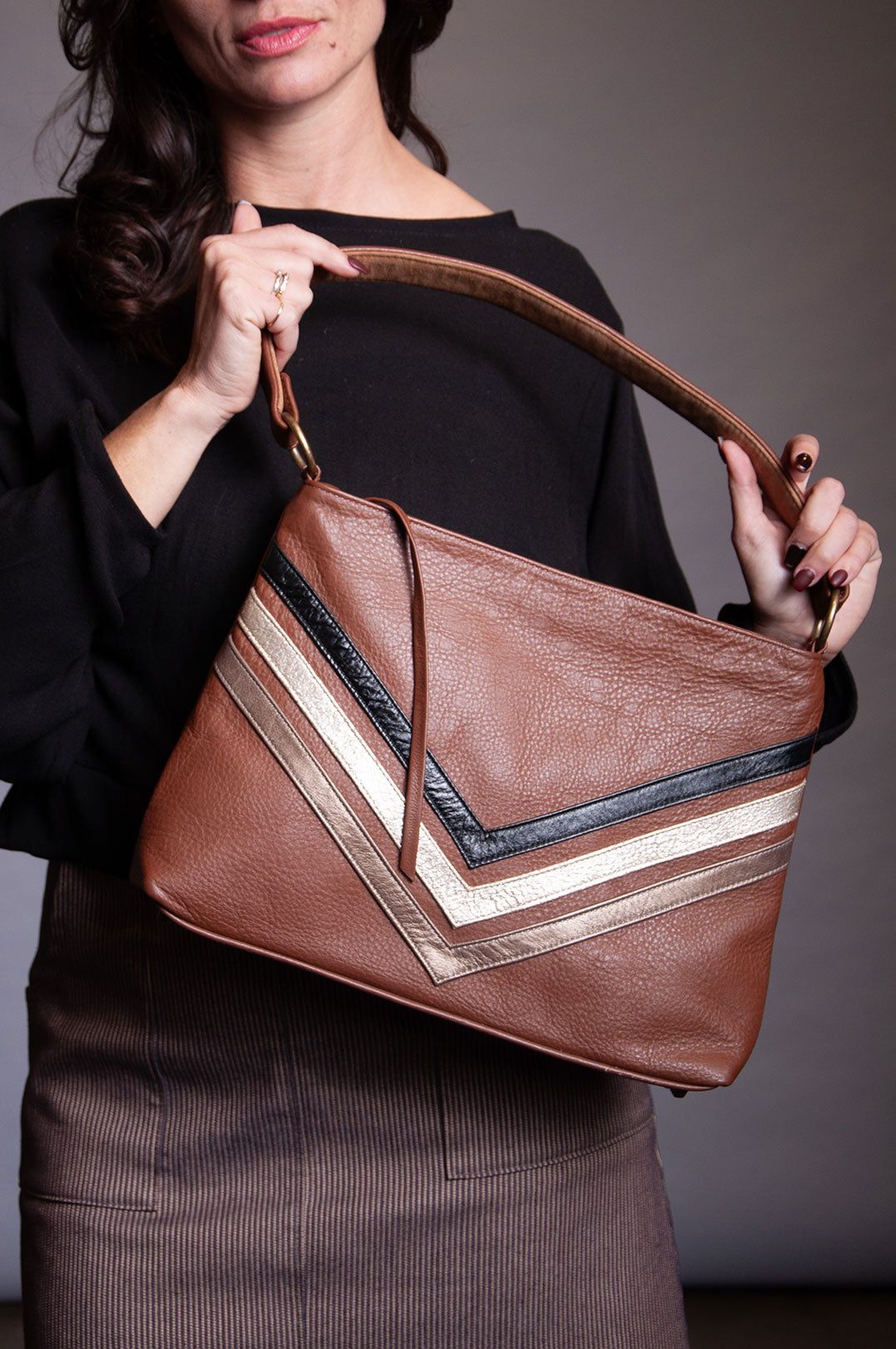 Chevron Bag - Vintage Brown