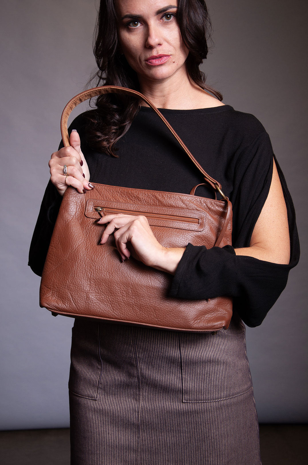 Chevron Bag - Vintage Brown