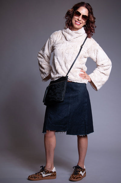 Cowl Neck Pullover - Champagne Fur