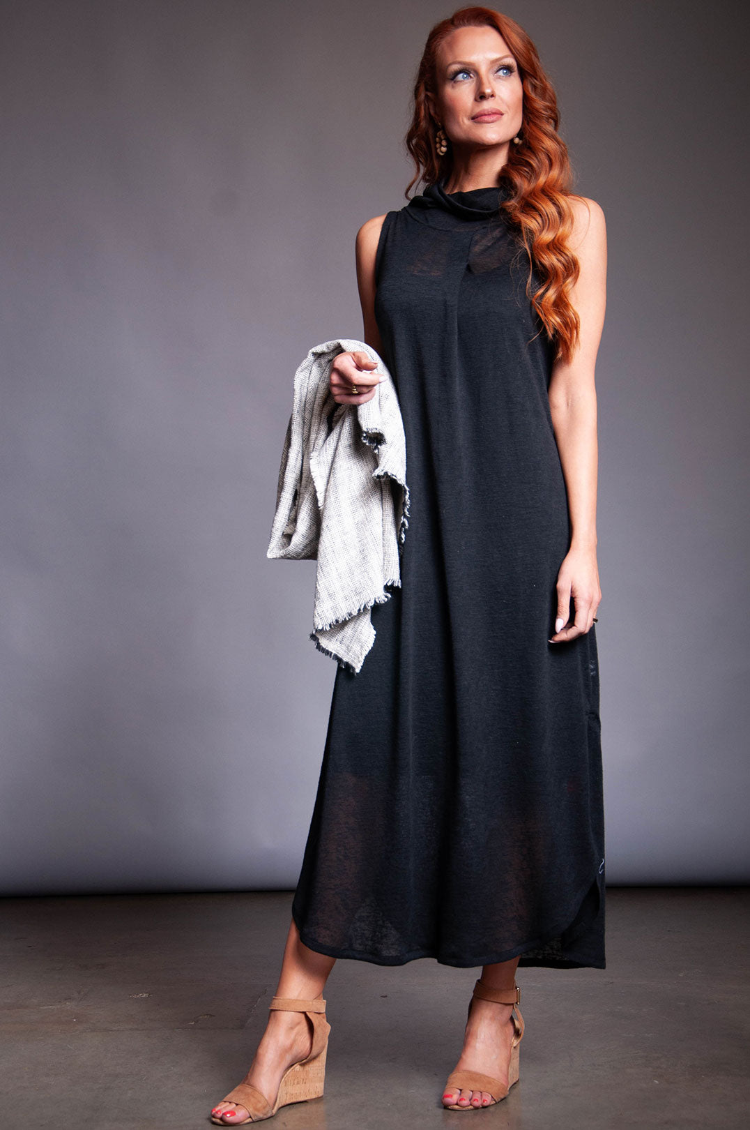 knit swing dress Cowl Neck Above the knee Organic jersey Size:Size8 Petite Della Spot Fit
