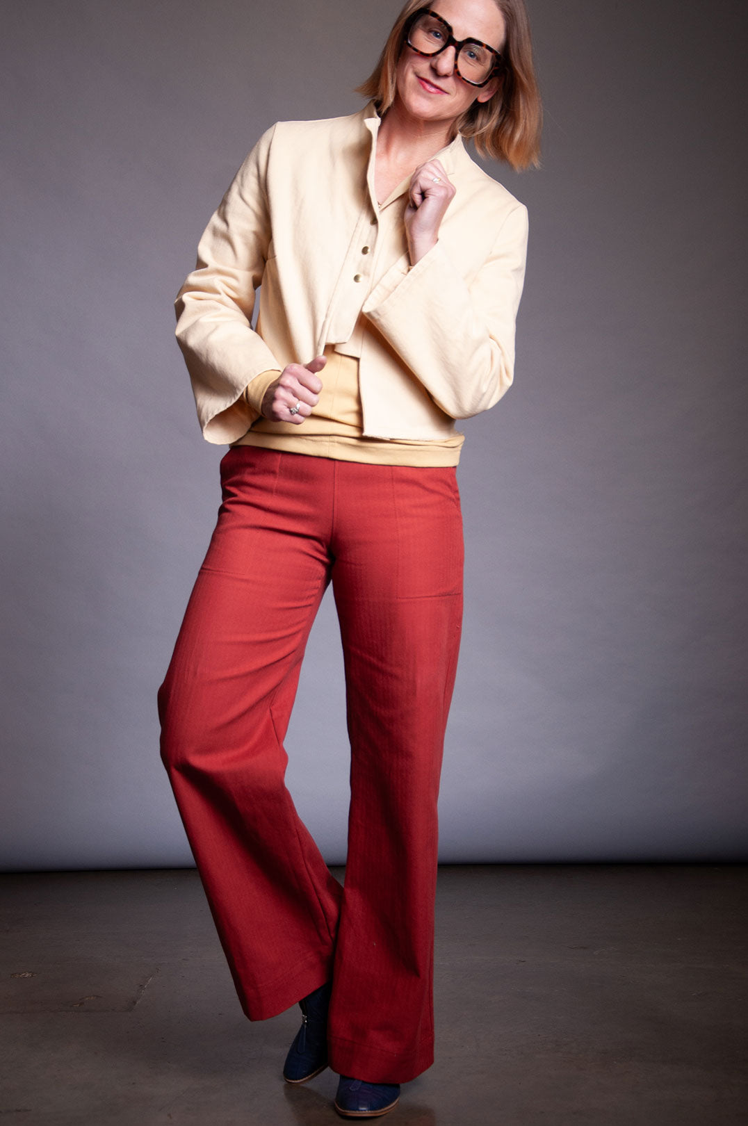 Frankie Pant - Burnt Orange Herringbone