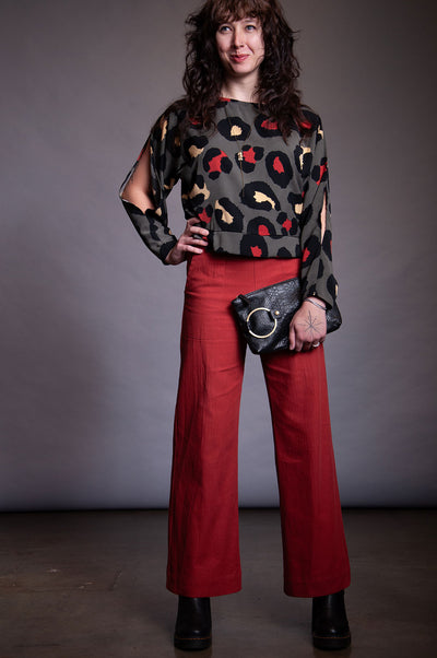 Frankie Pant - Burnt Orange Herringbone