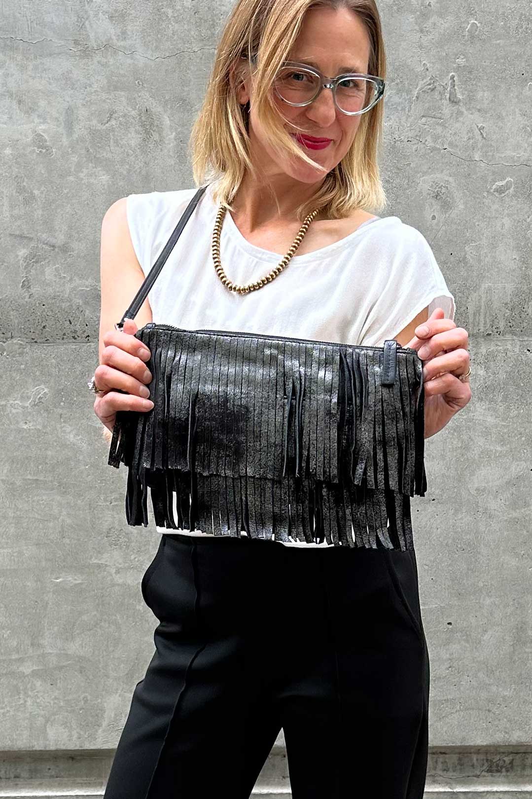 Fringe Bag - Metallic Black – Garnish