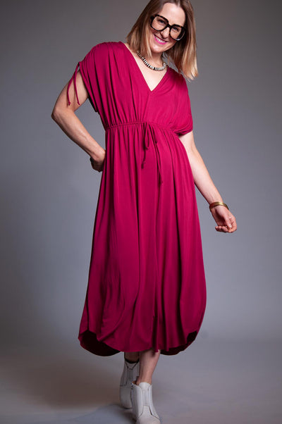 Gathered Tie Dress - Fuchsia