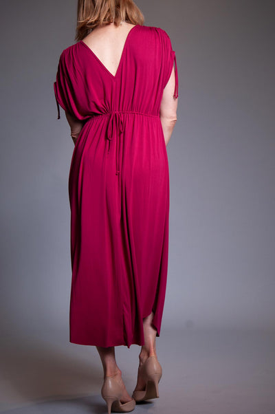 Gathered Tie Dress - Fuchsia