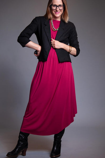 Gathered Tie Dress - Fuchsia