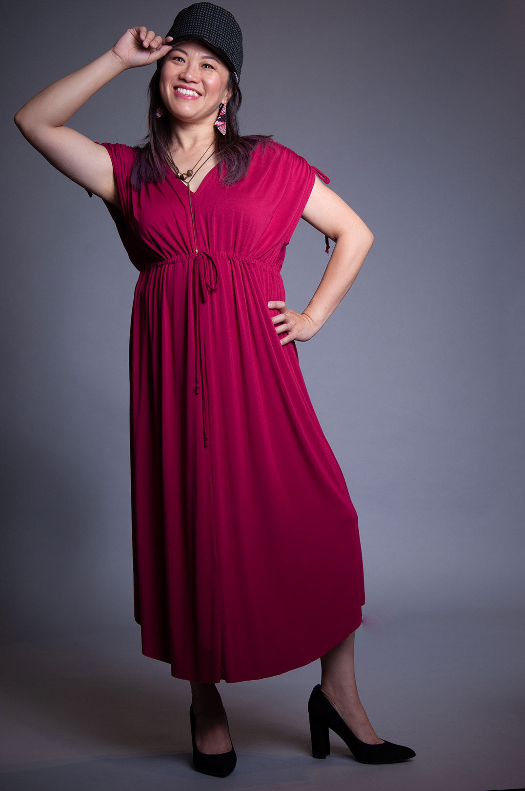 Gathered Tie Dress - Fuchsia