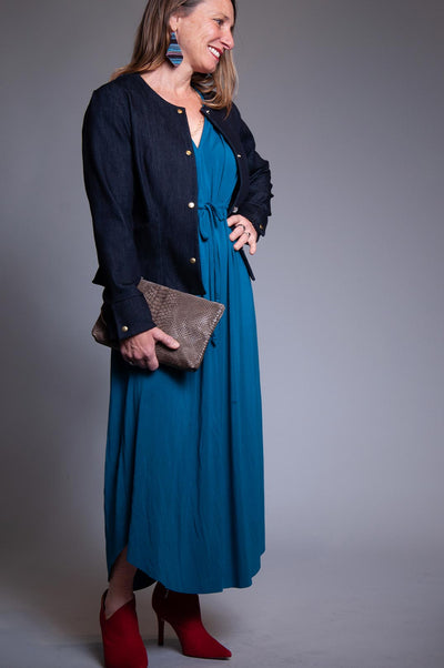 Gathered Tie Dress - Teal