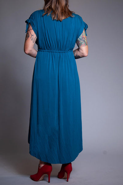 Gathered Tie Dress - Teal