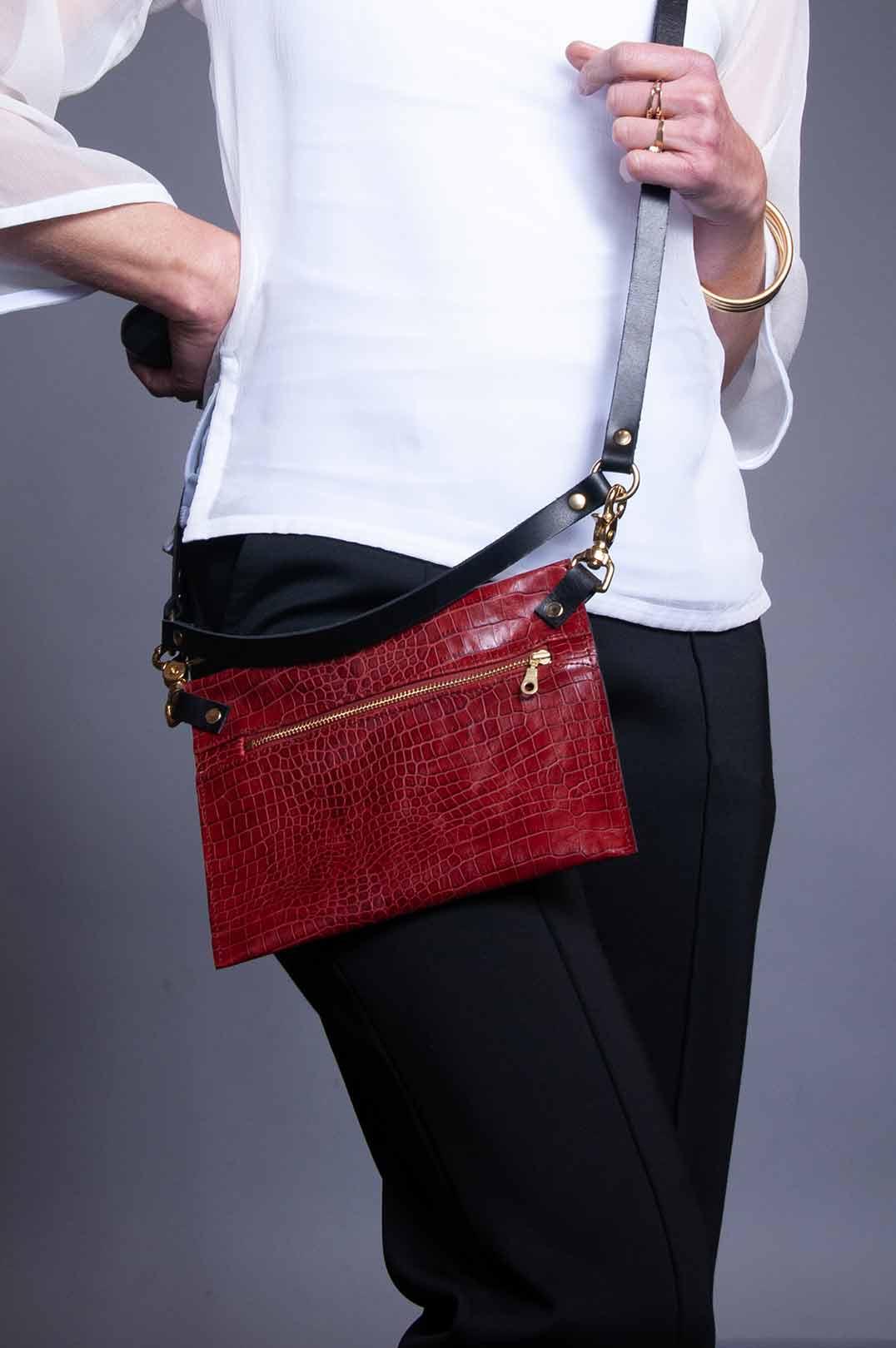 burgundy croc bag