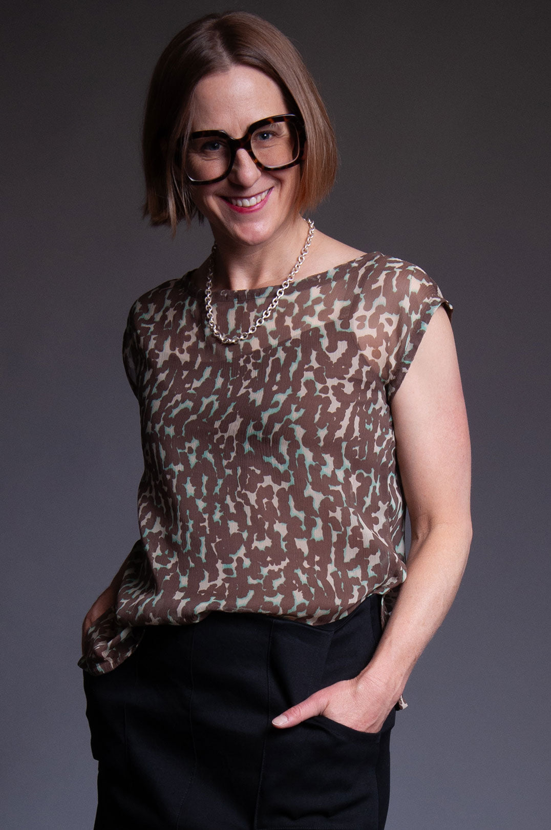 Kat Silk Top - Urban Leopard