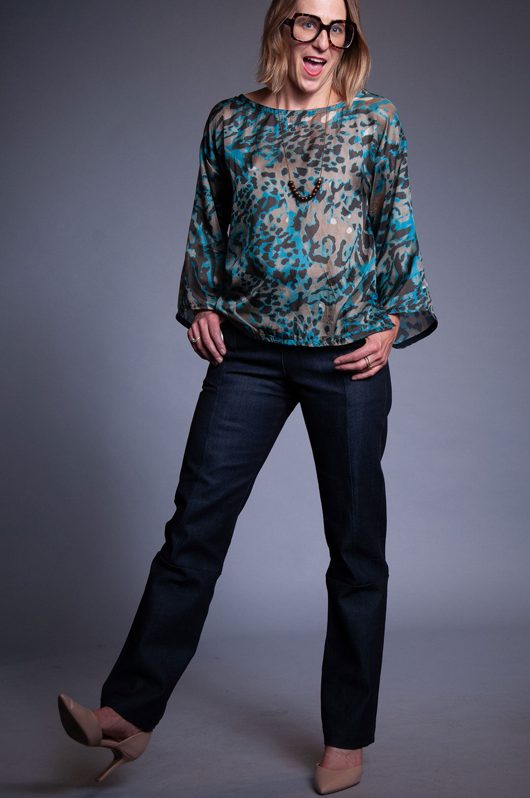 Katara Top - Teal Leopard