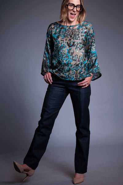 Katara Top - Teal Leopard