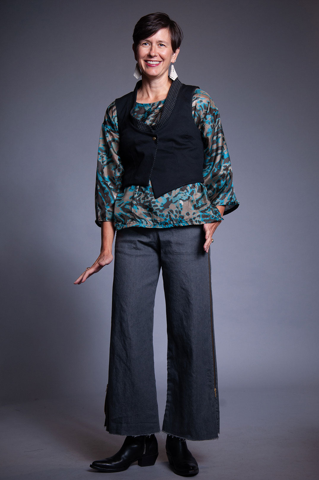 Katara Top - Teal Leopard