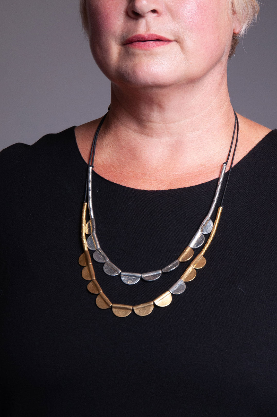 Little Love Necklace - Silver Half Circles