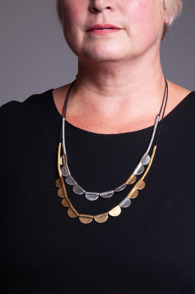 Little Love Necklace - Silver Half Circles