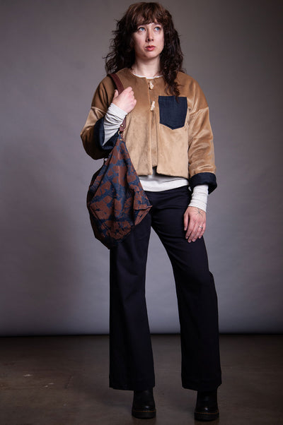 Reverse Psychology Bag - Flocked Denim & Herringbone