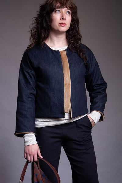 Lux Reversible Jacket - Tan Faux Fur / Denim