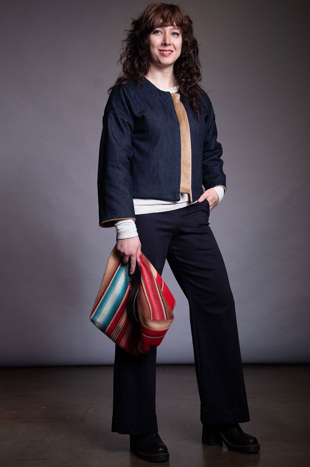 Reverse Psychology Bag - Red Stripe & Black Denim