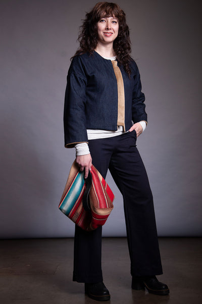 Reverse Psychology Bag - Red Stripe & Black Denim