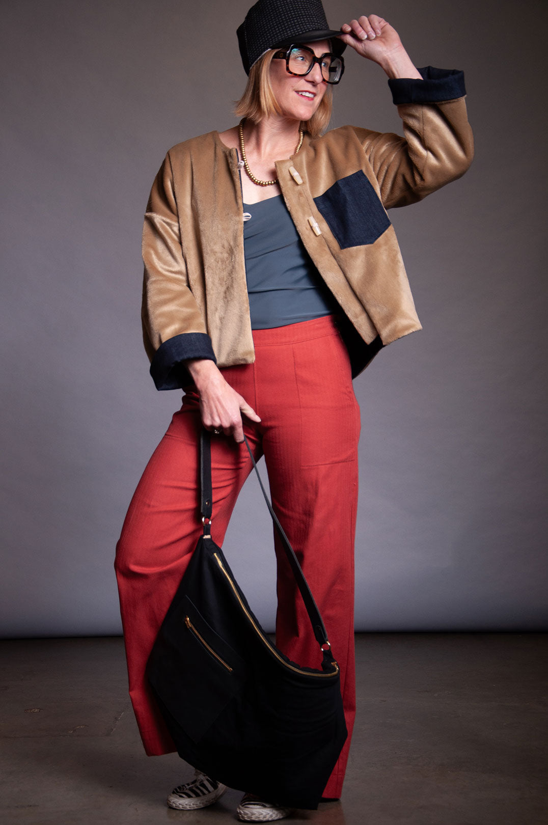 Frankie Pant - Burnt Orange Herringbone