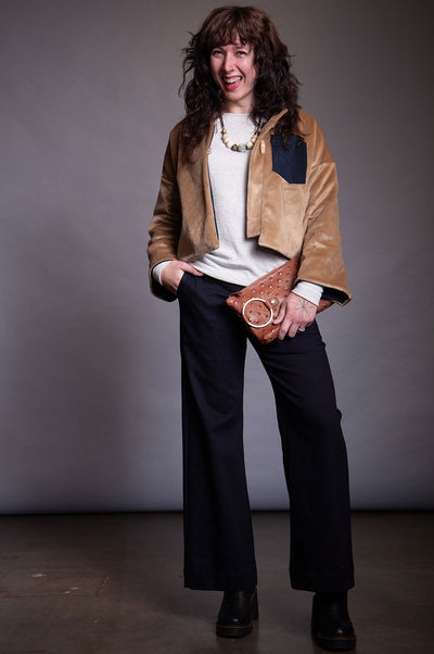 Lux Reversible Jacket - Tan Faux Fur / Denim