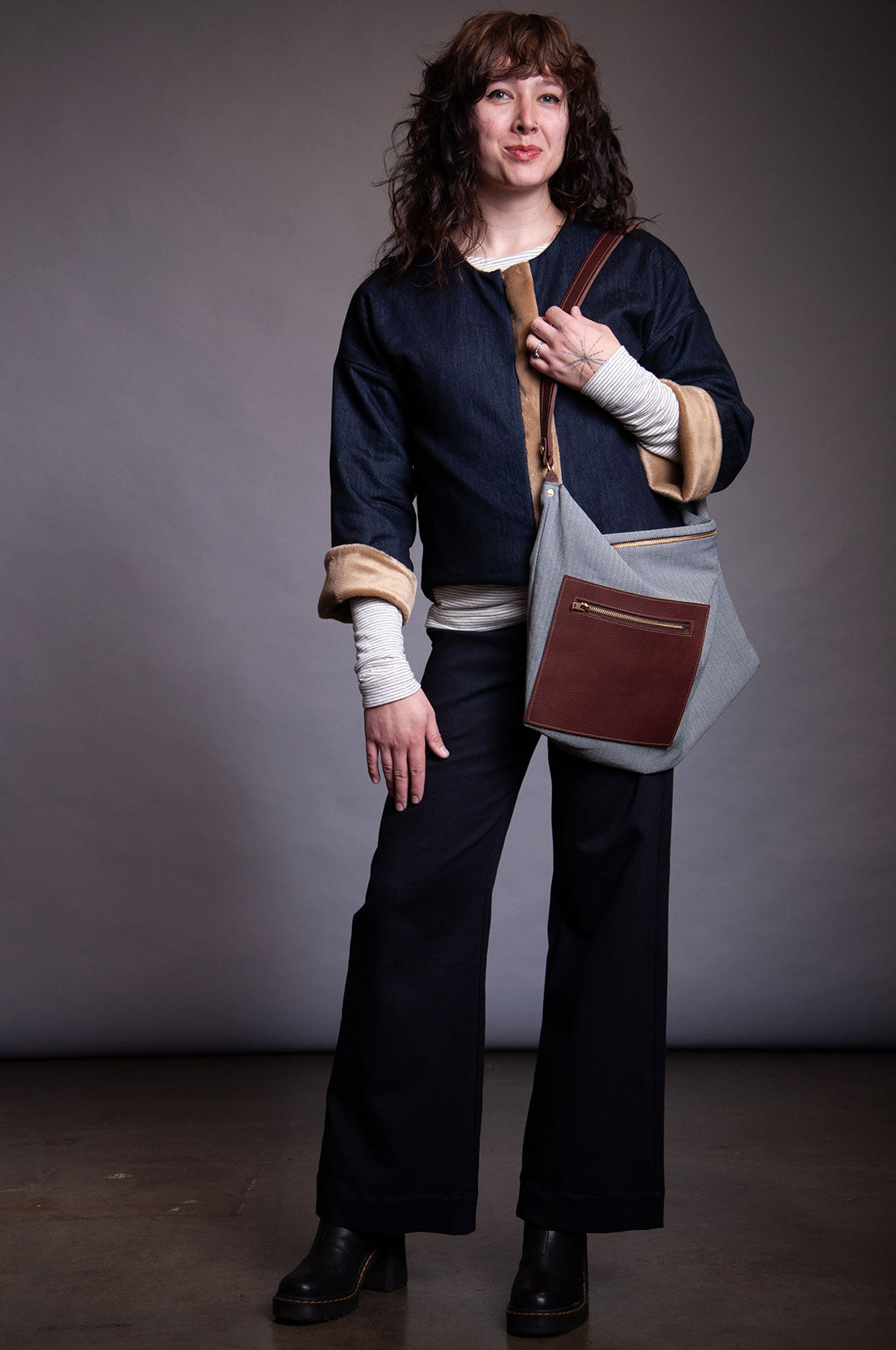 Lux Reversible Jacket - Tan Faux Fur / Denim