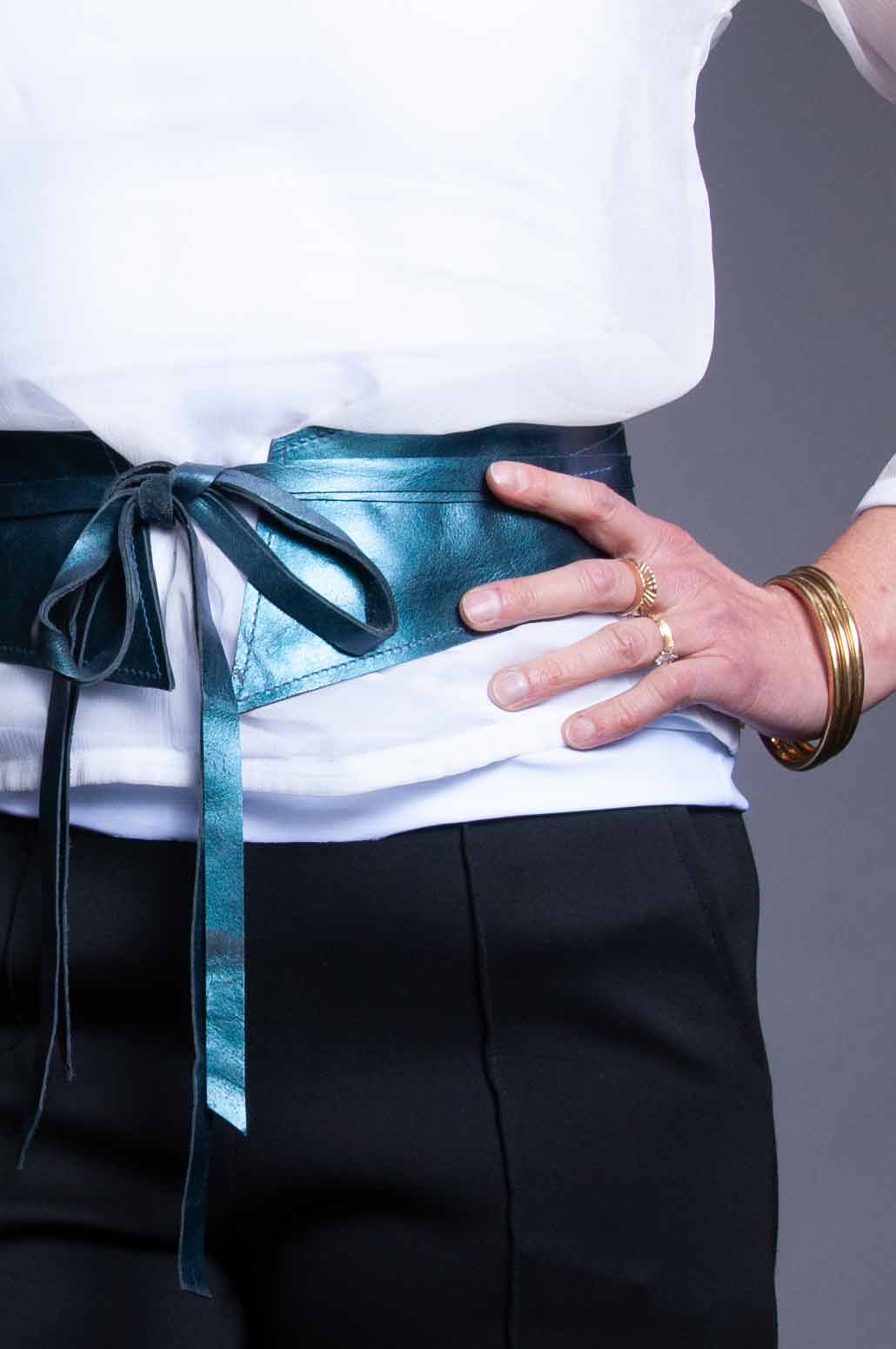 Oh So Obi Belt - Metallic Teal