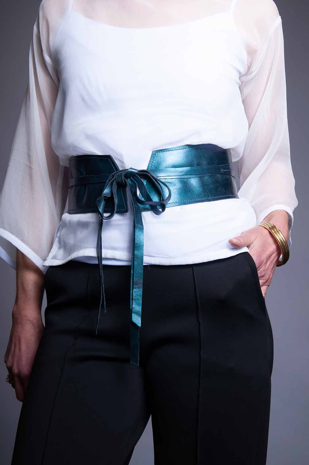 Oh So Obi Belt - Metallic Teal