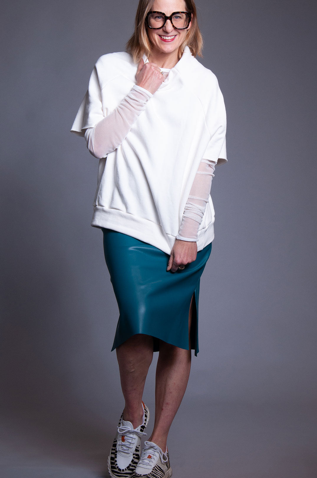 Penelope Skirt - Teal Vegan Leather – Garnish Apparel
