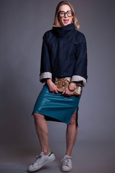 Penelope Skirt - Teal Vegan Leather