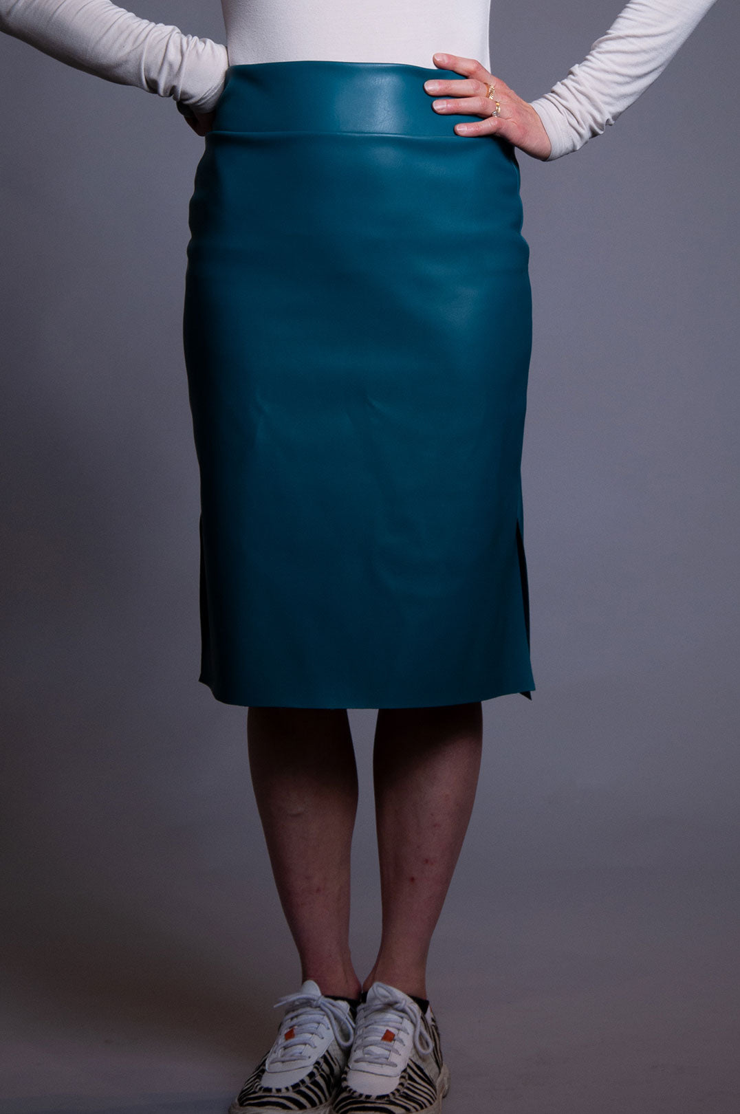 Penelope Skirt - Teal Vegan Leather