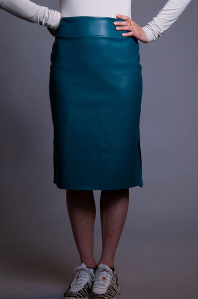 Penelope Skirt - Teal Vegan Leather