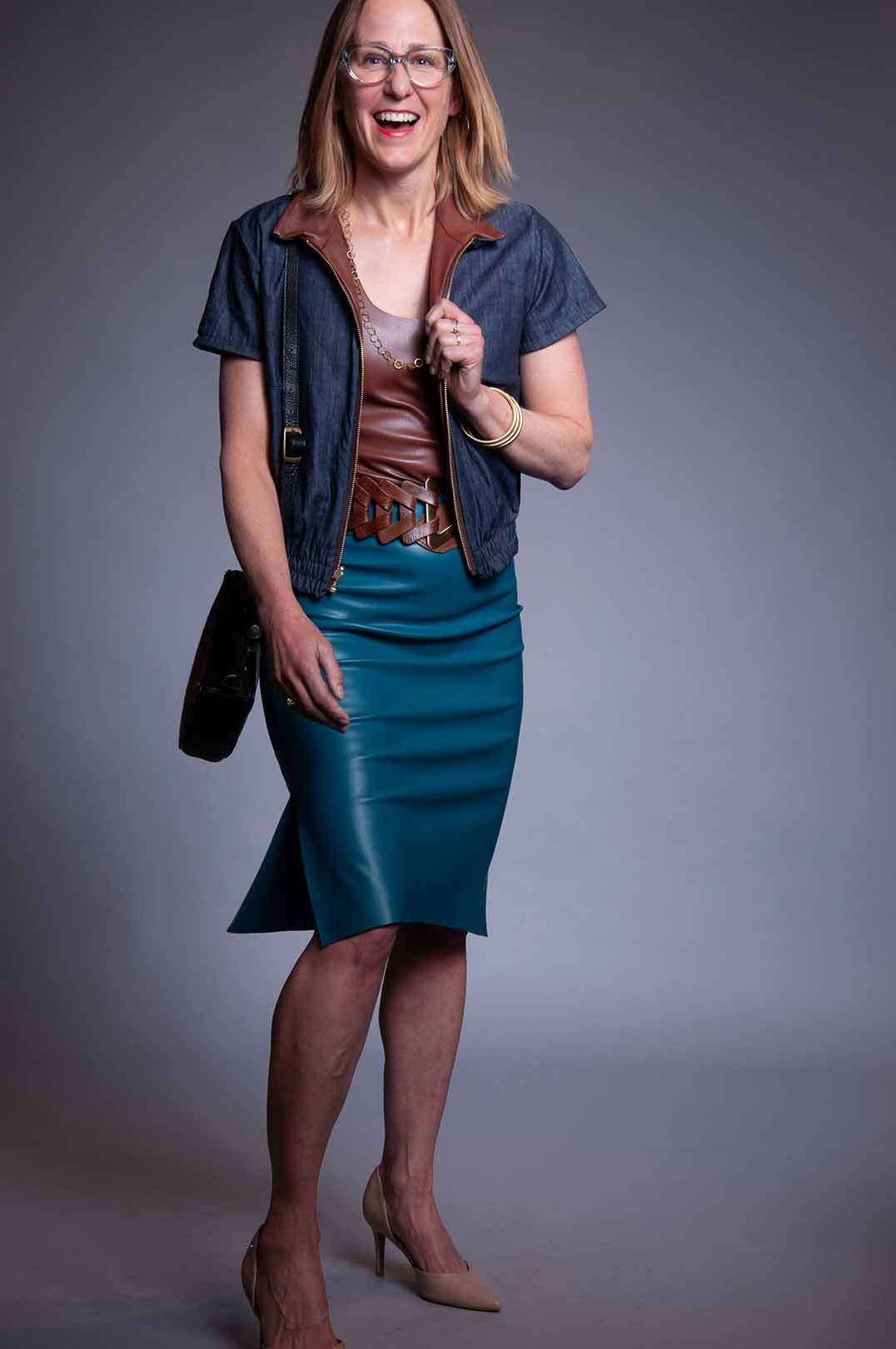 Penelope Skirt - Teal Vegan Leather – Garnish