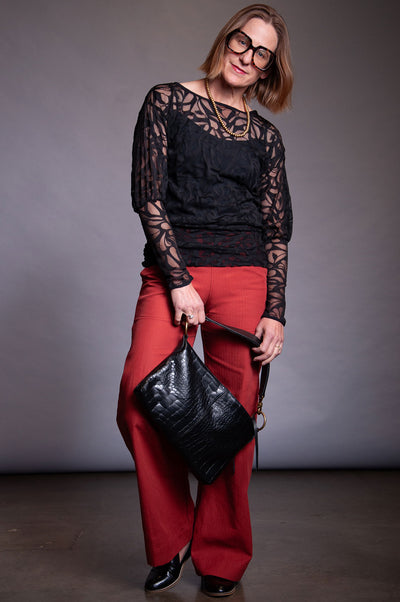 Reily Top - Black Mesh Filagree