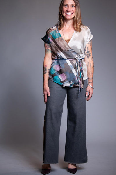 Relevant Wrap Silk Top - Broad Strokes