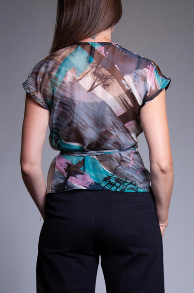 Relevant Wrap Silk Top - Broad Strokes