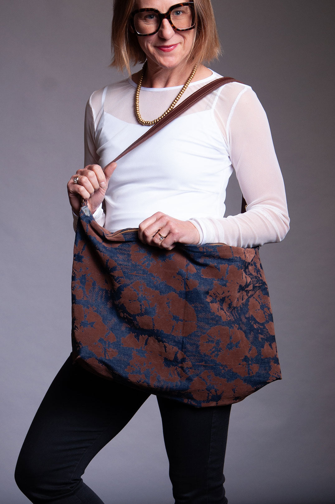 Reverse Psychology Bag - Flocked Denim & Herringbone