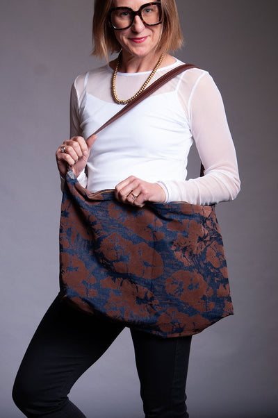Reverse Psychology Bag - Flocked Denim & Herringbone