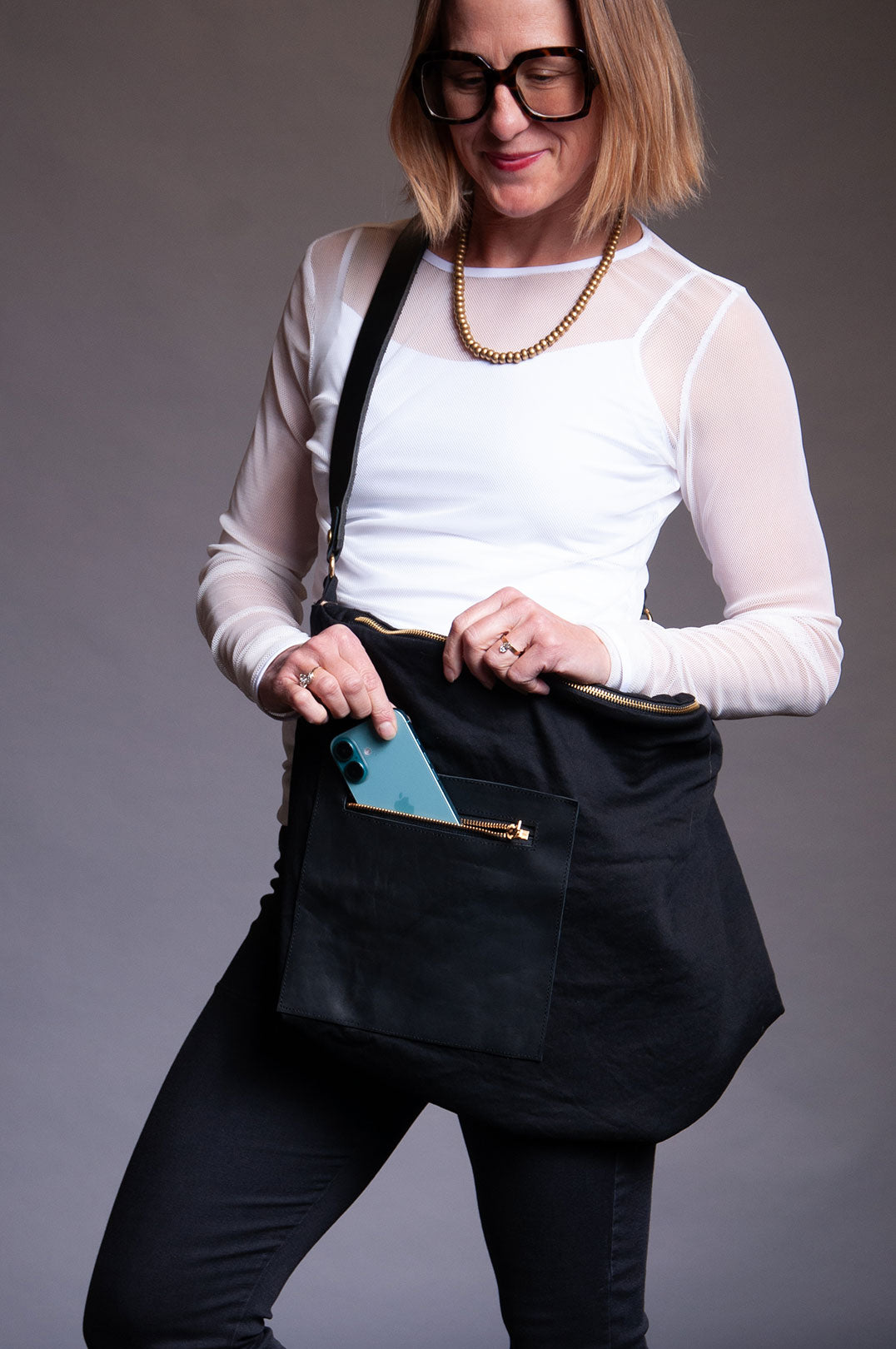 Reverse Psychology Bag - Red Stripe & Black Denim