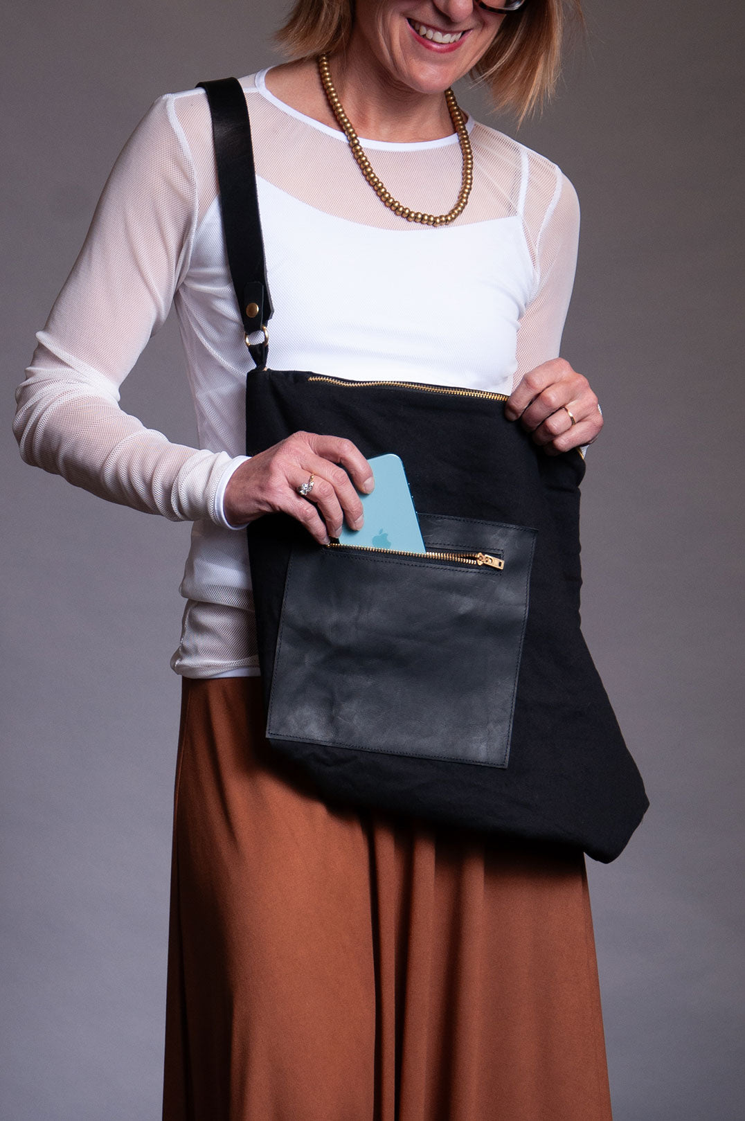 Reverse Psychology Bag - Red Stripe & Black Denim