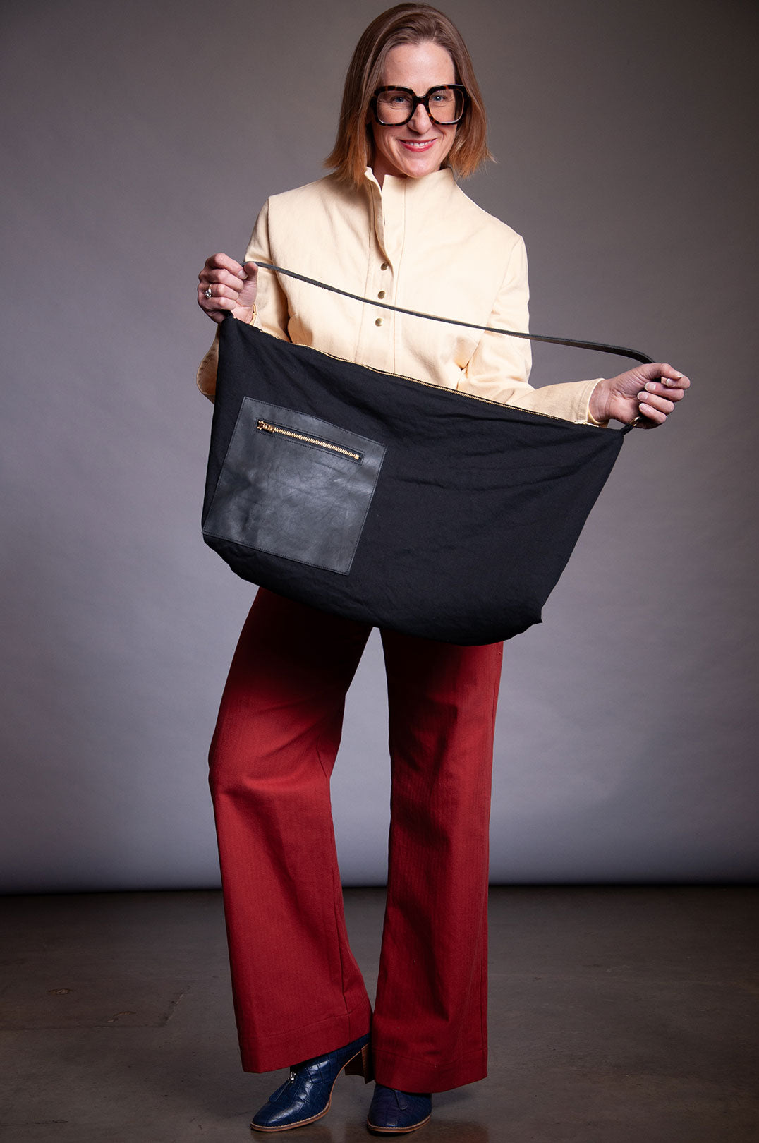 Reverse Psychology Bag - Red Stripe & Black Denim