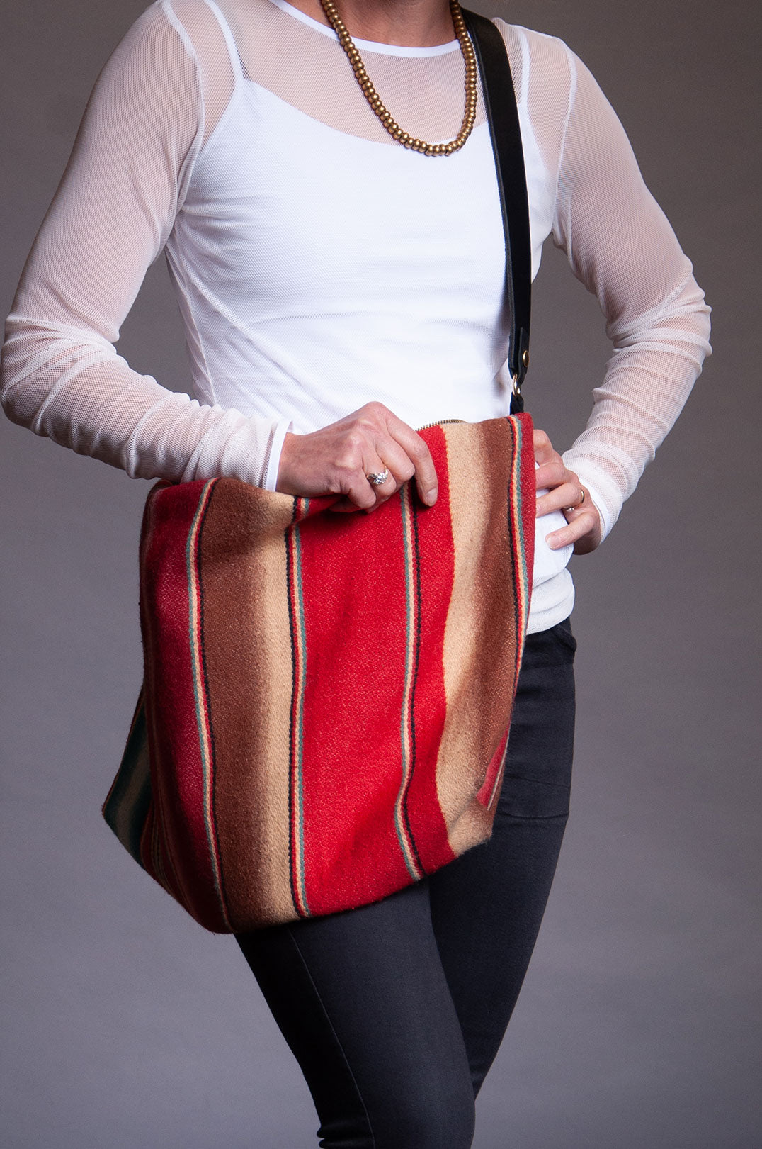 Reverse Psychology Bag - Red Stripe & Black Denim