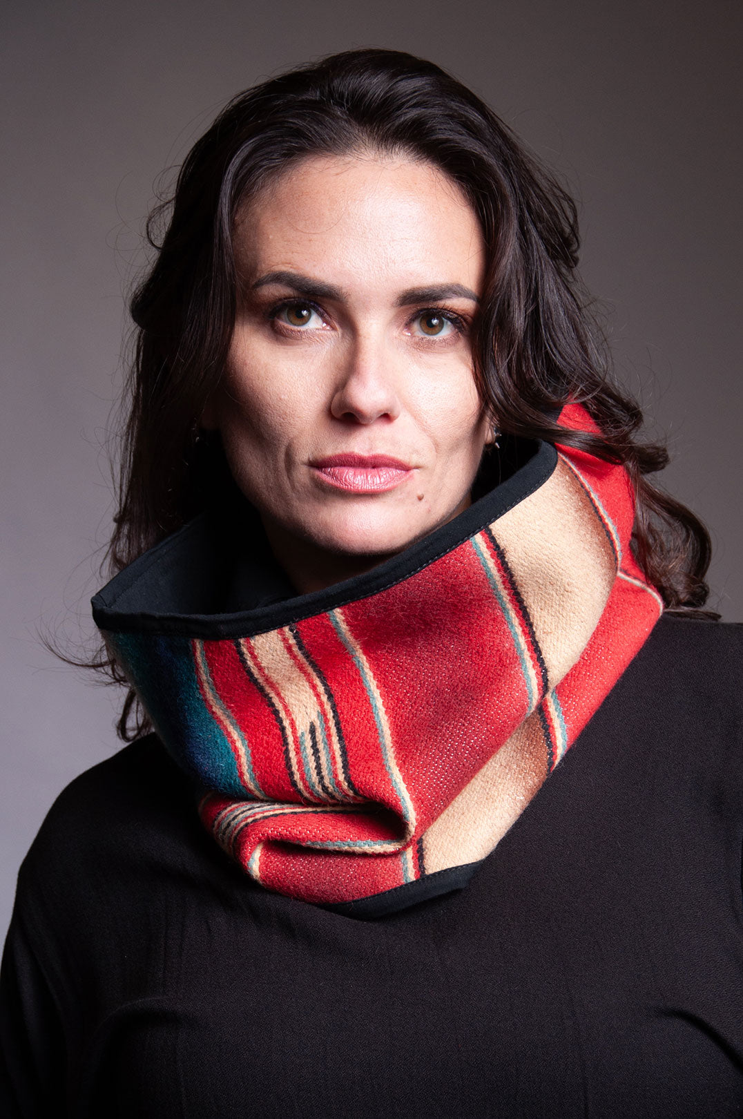 Reversible Cowl - Red Stripe / Black