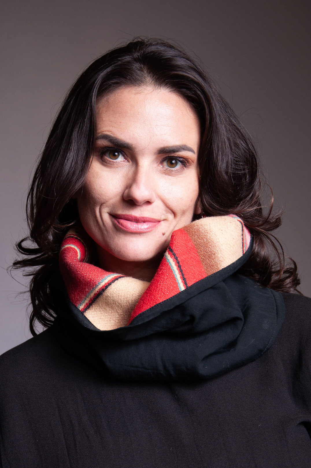 Reversible Cowl - Red Stripe / Black